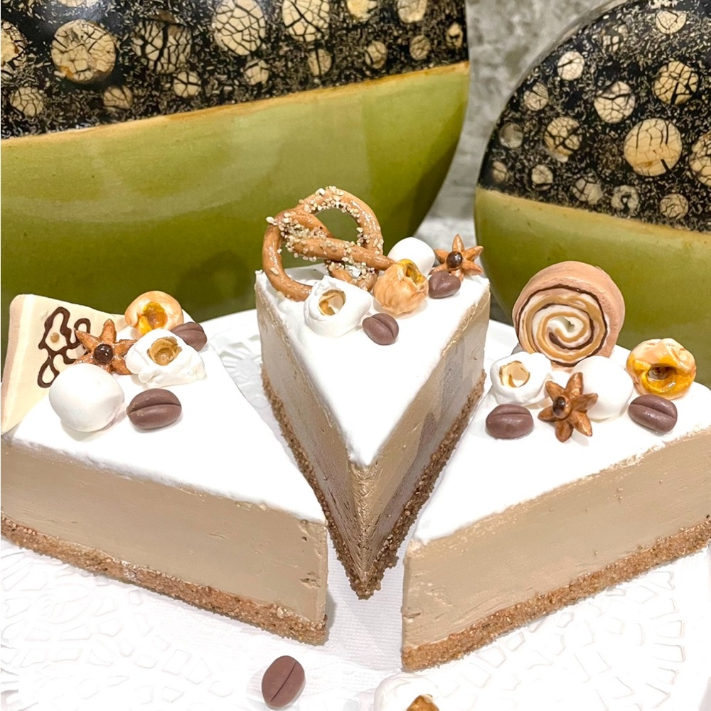 Fake Display Trio set of Mocha Cheesecake Slices.